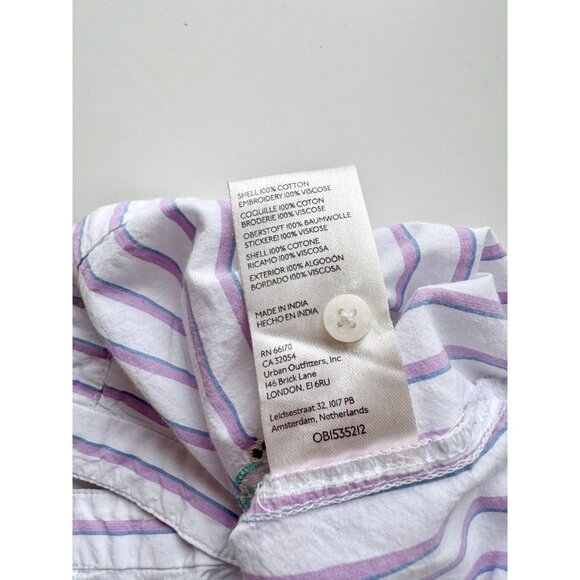 MAEVE Striped Embroidered Butterfly cotton Poplin Button Down Shirt, Size XS - Picture 12 of 13